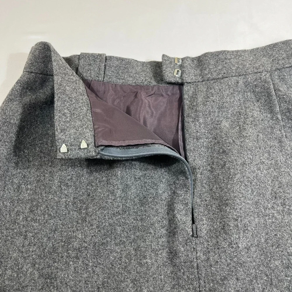 St Michael Vintage Wool A-Line Skirt 18 Grey Midi‎ Dark Academia Mod Minimalist